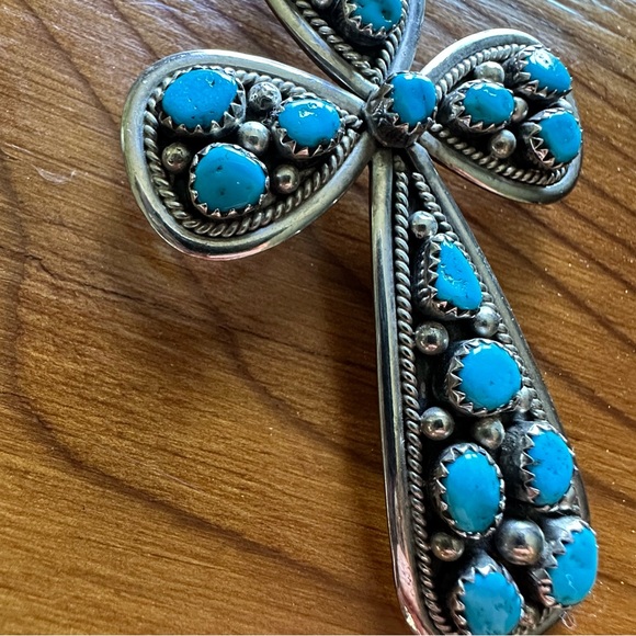 Vintage Turquoise Cross Pendant - Picture 6 of 8